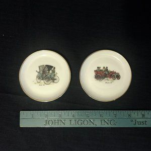 Vintage Trinket Dish Western Germany Antique Peugeot Mercedes Porcelain Gilt Edg